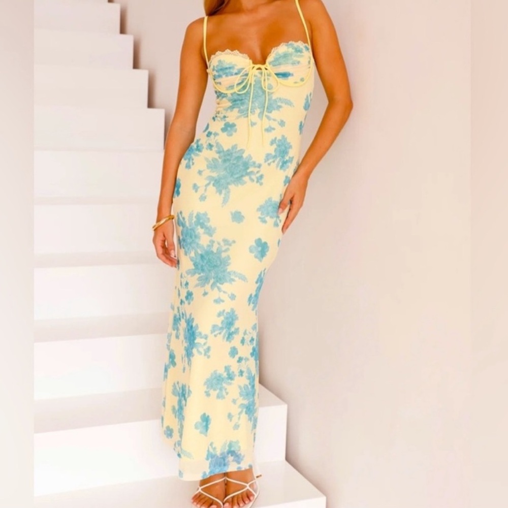 Billy J Boutique Yellow Floral Dress | Size 14 | Adjustable Straps | NWT